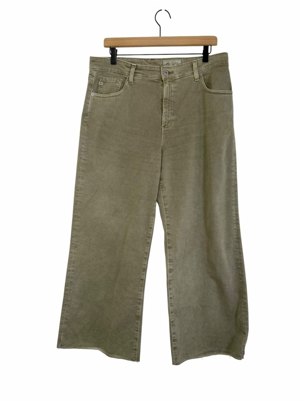 Ag Adriano Goldschmied Saige Wide Leg Cropped Jean High Rise Fit Dusty Sage - Picture 4 of 13